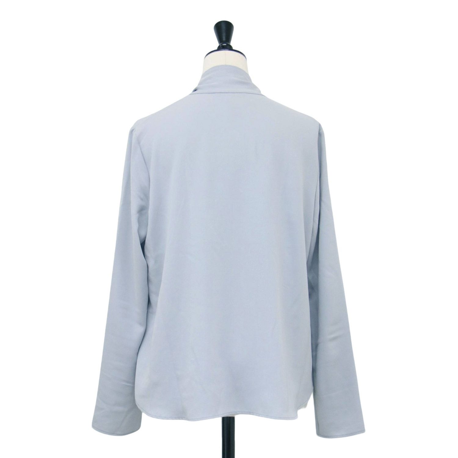 theory luxe セオリーリュクス ブラウス ブルー サイズ 38 M ボウタイ ブラウス Heavy Pearl Ryna トップス プルオーバー ラウンドヘム トップス シャツ 長袖 レディース