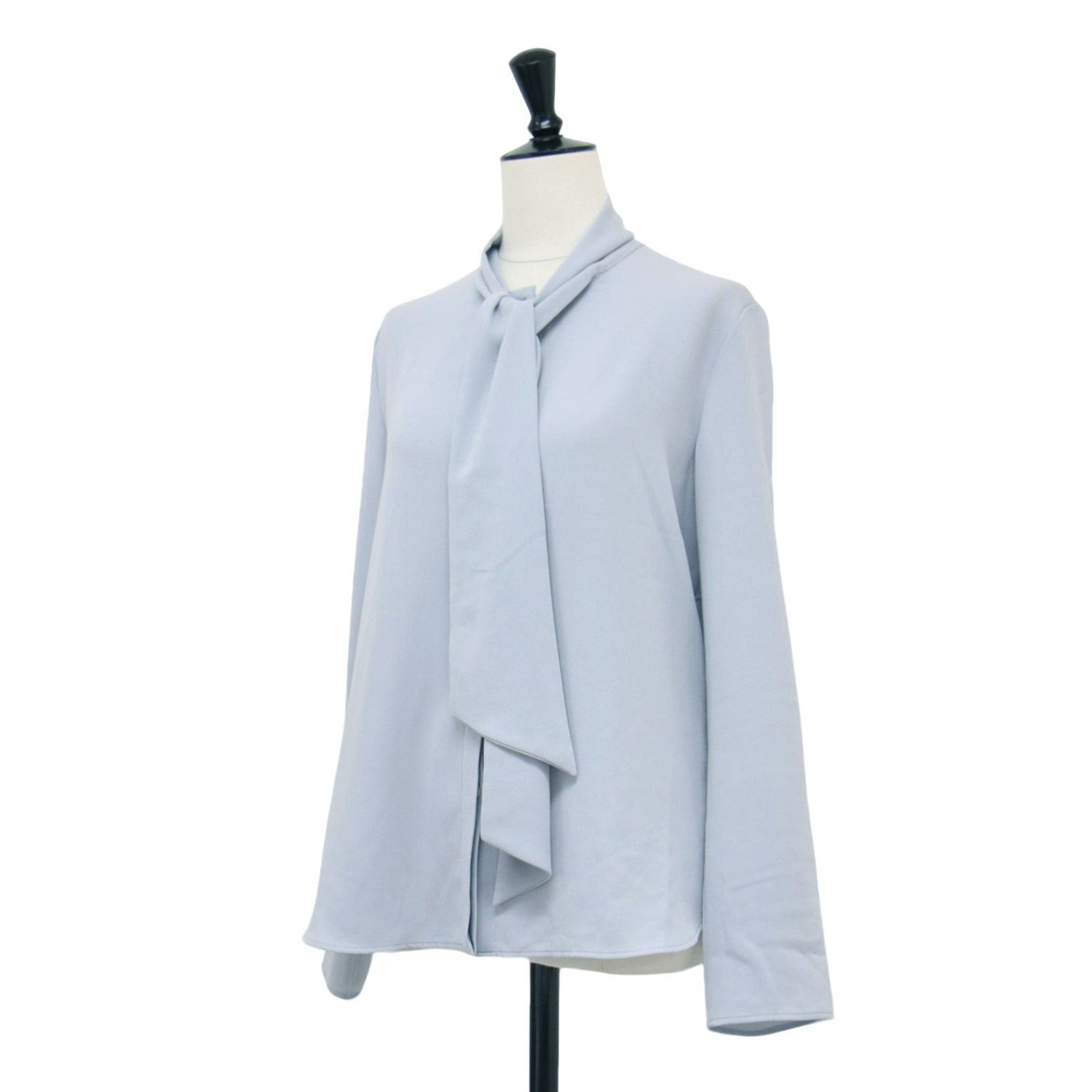 theory luxe セオリーリュクス ブラウス ブルー サイズ:38(M) | ボウタイ ブラウス | Heavy Pearl Ryna トップス プルオーバー ラウンドヘム | 日本製 トップス シャツ 長袖【レディース】【中古】【K4633】 theory luxe セオリーリュクス ブラウス ブルー サイズ:38(M