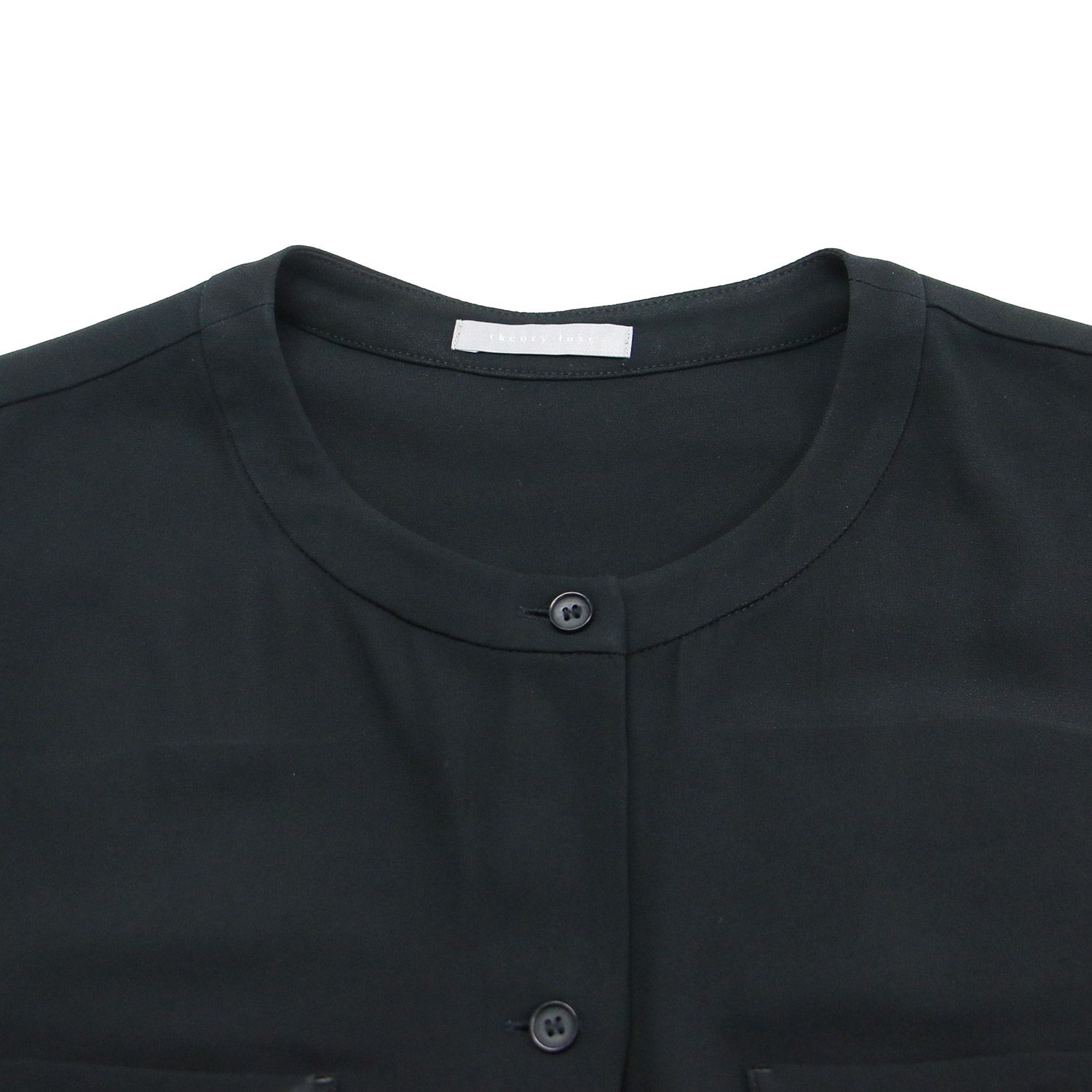  theory luxe セオリーリュクス ブラウス ブラック 黒 サイズ 38 M バンド シャツ 胸ポケット スリット トップス 長袖 レディース 長袖 シャツ ブラウス