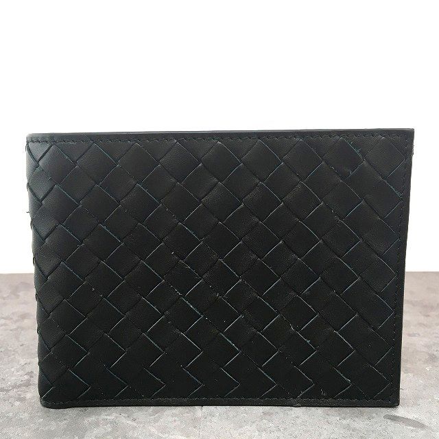 37 み BOTTEGAVENETA 二つ折り財布 ブラック ラムスキン き