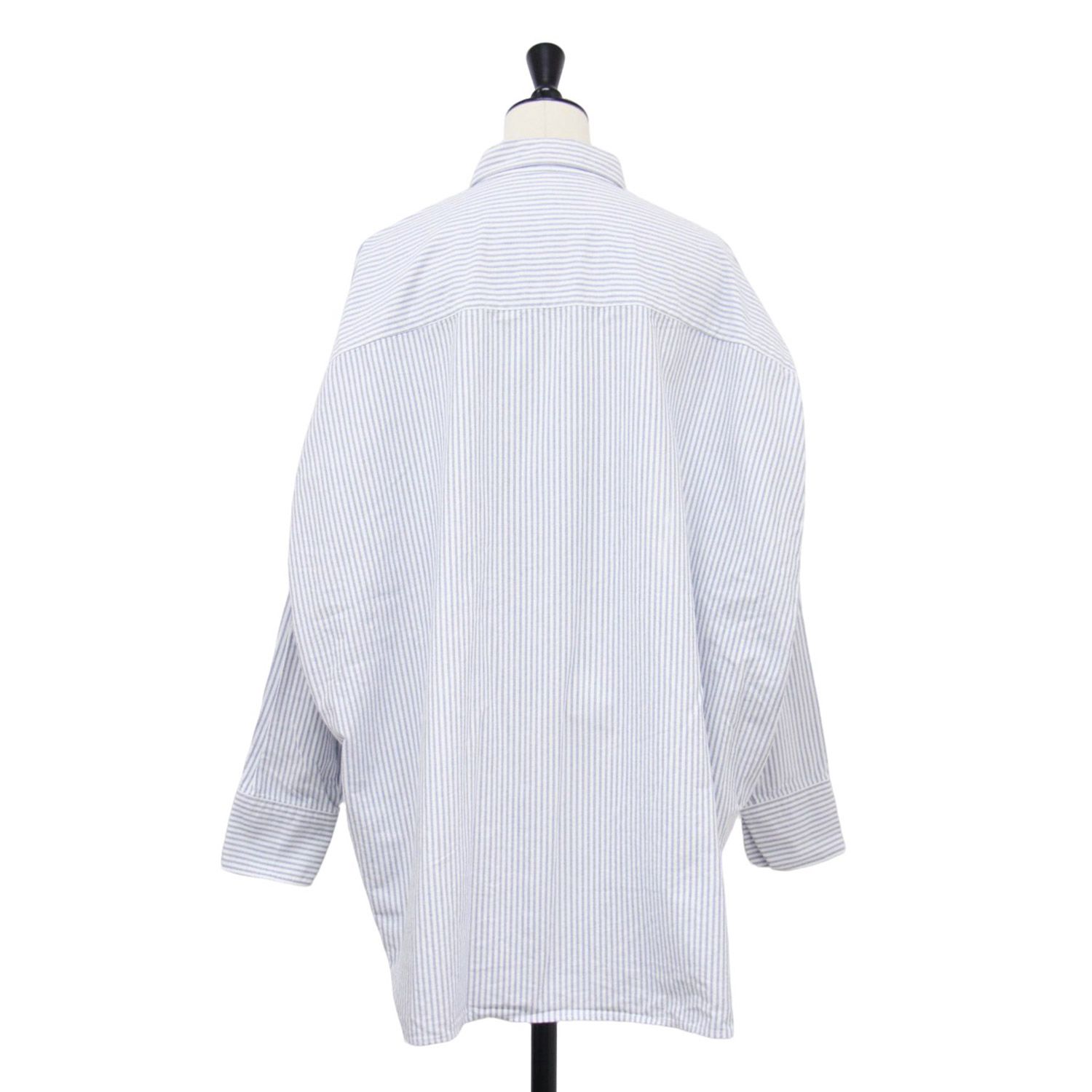 Plage シャツ サックス サイズ オックスフォード シャツ Light Oxford Long チュニック丈 オーバーサイズ ストライプ スリット ワンウォッシュ加工 トップス ブラウス レディース