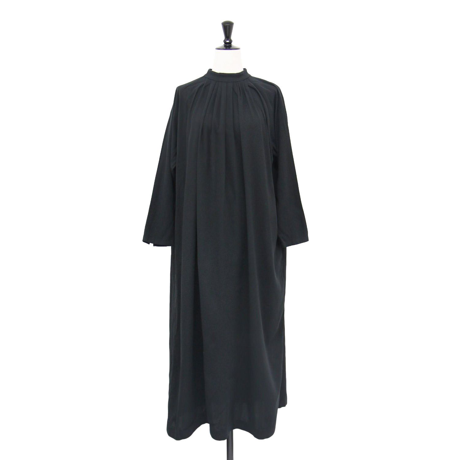 evam eva エヴァムエヴァ ワンピース ブラック 黒 サイズ 2 20春夏 コットンダブルスタンド ワンピース cotton double stand collar OP ロング タック スリット レディース