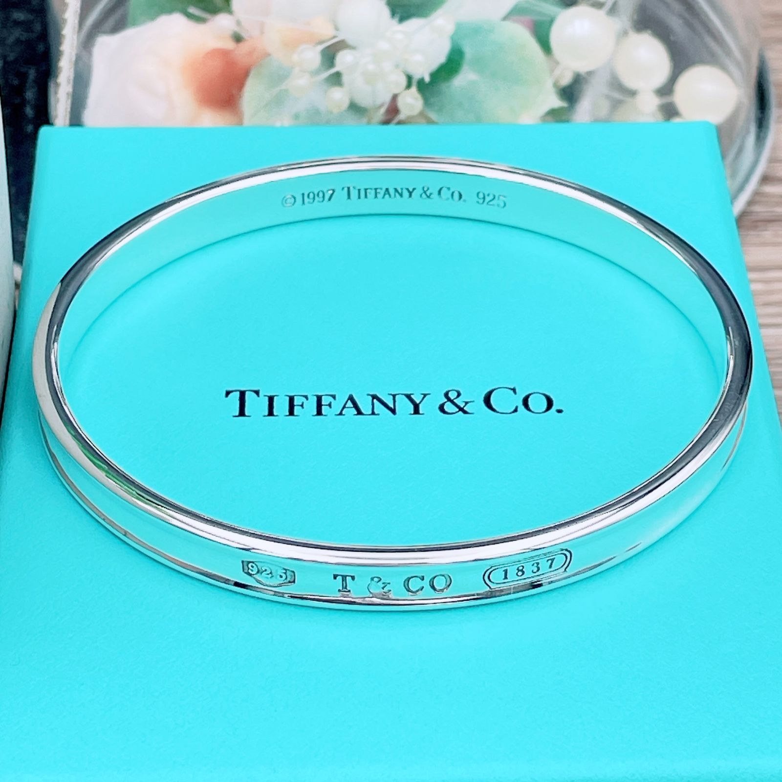 ティファニー 仕上済 Tiffany-Co. 1837 ナロー バングル ブレスレット Ag925 シルバー 32.8g ブランド