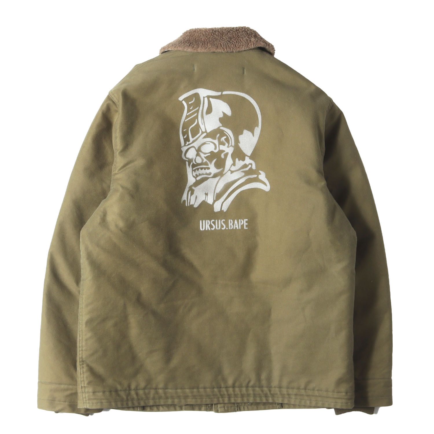 A BATHING APE ア ベイシング エイプ ジャケット オリーブ サイズ XL URSUS BAPE ステンシルプリント N-1 デッキジャケット アウター ブルゾン 上着 メンズ