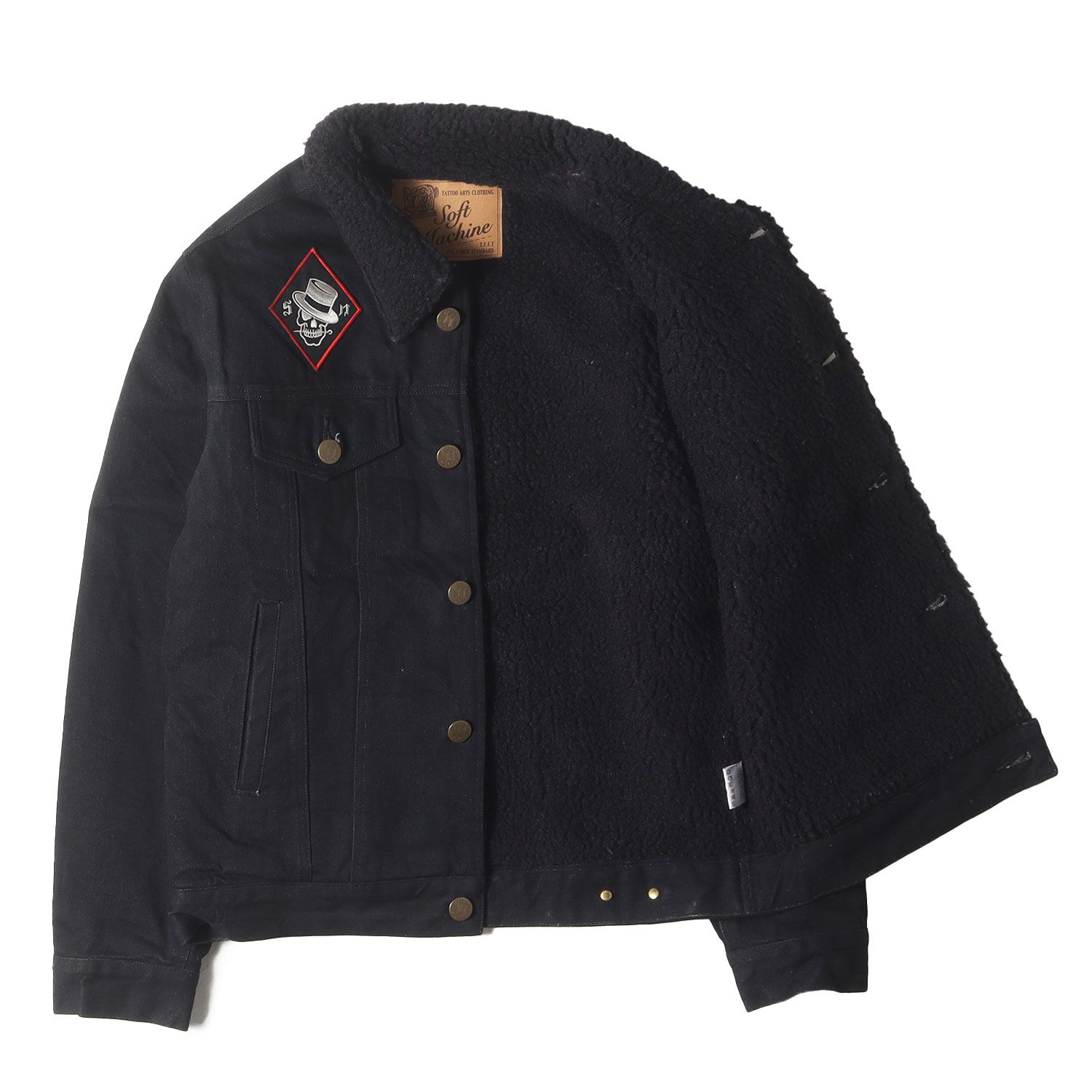 ソフトマシーン　ブラックデニム ボアジャケット　サイズM 美品】SOFTMACHINE ソフトマシーン ジャケット ブラック 黒 サイズ:S