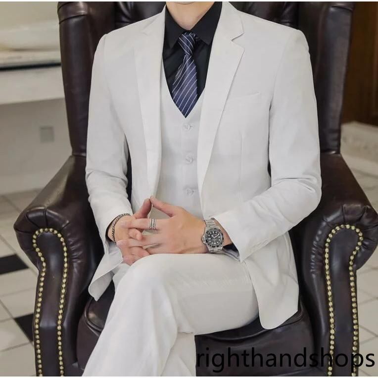 品質良い メンズスーツ３点セット セットアップ 紳士服 スリーピース ジャケット ズボン3ピース 黒 白 無地 つボタン パーティー