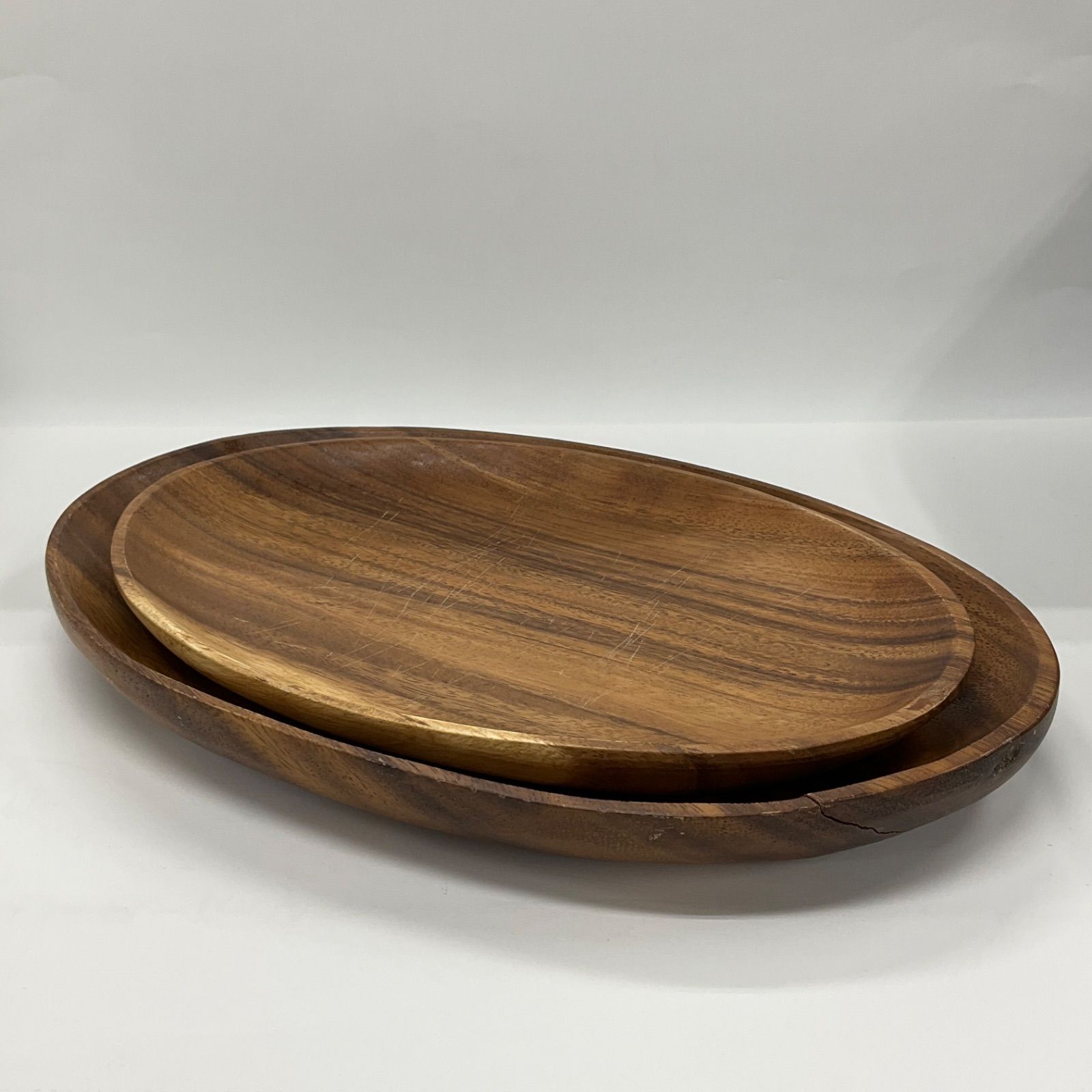 ウッドプレート 35cm 30cm 二種 各8枚 合計16枚 lupa オーバル 楕円 丸皿 木製 ナチュラル ワンプレート 野菜 サラダ 洋食器 飲食店 レストラン カフェ ランチ 業務用