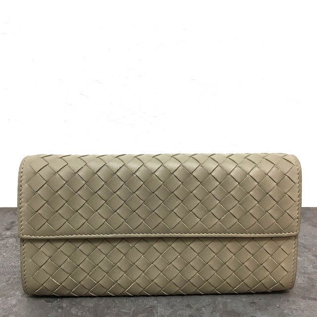 322 み BOTTEGAVENETA 長財布 ベージュ 総イントレチャート き