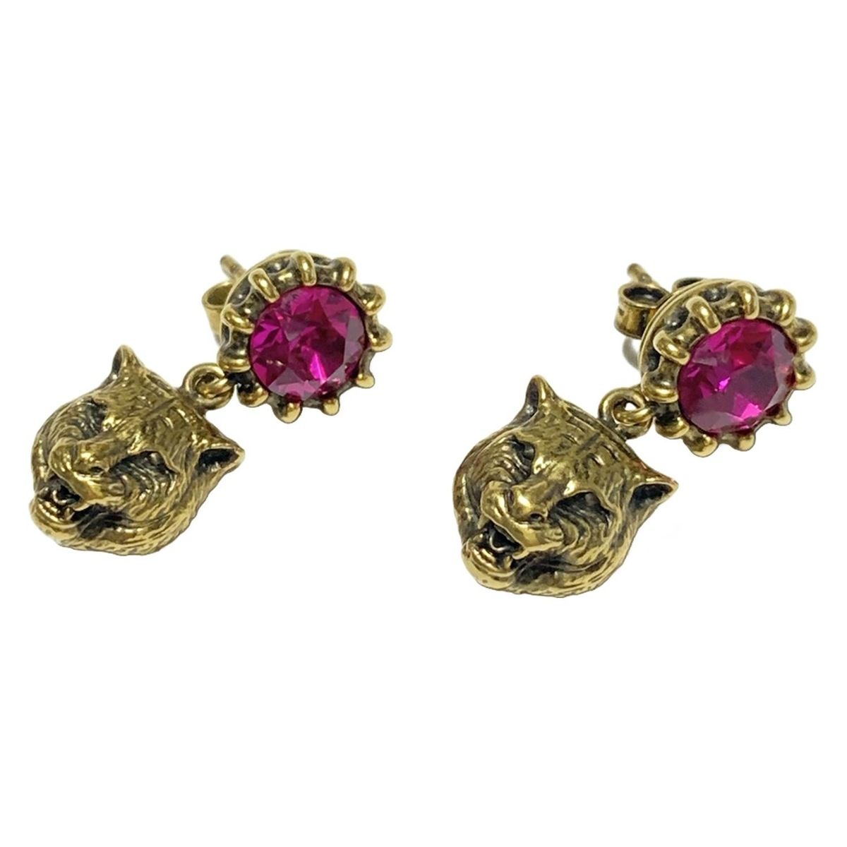 GUCCI グッチ ピアス キャットヘッド ゴールド×パープル