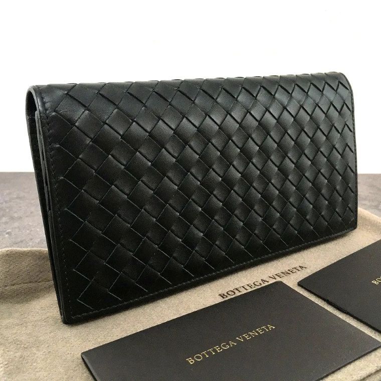 み BOTTEGAVENETA 長財布 イントレチャート ブラック 568