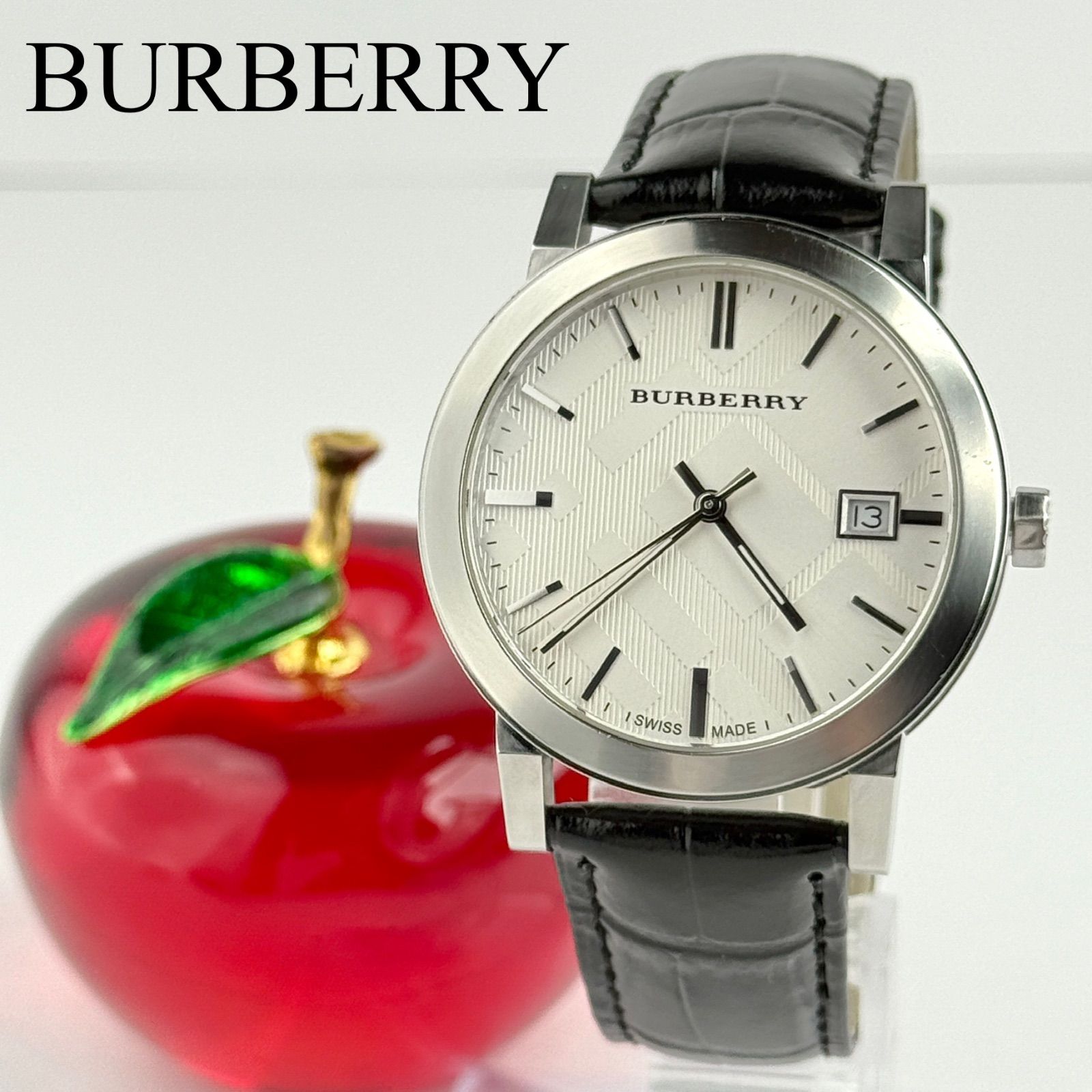 バーバリー BU9037 ノバチェック ベルト 電池 メンズ 678