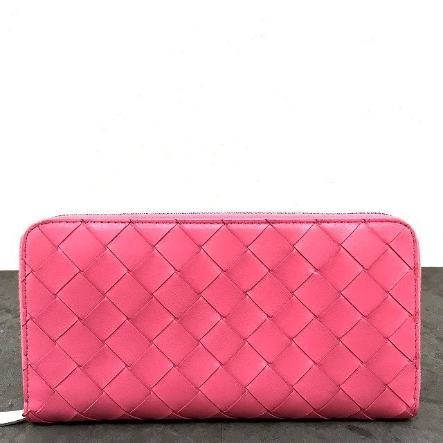 191 み BOTTEGAVENETA ジップウォレット ピンク マキシイントレ き