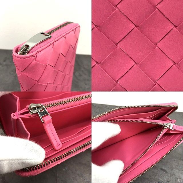  191 み BOTTEGAVENETA ジップウォレット ピンク マキシイントレ き 長財布 小物