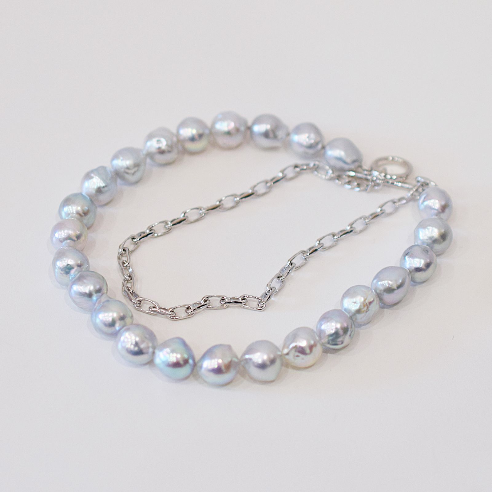 pg 118_3 完成品 9 mm - 10 バロック バロックパール ナチュラル ハーフ マンテル ネックレス あこや真珠 チョーカー 本真珠