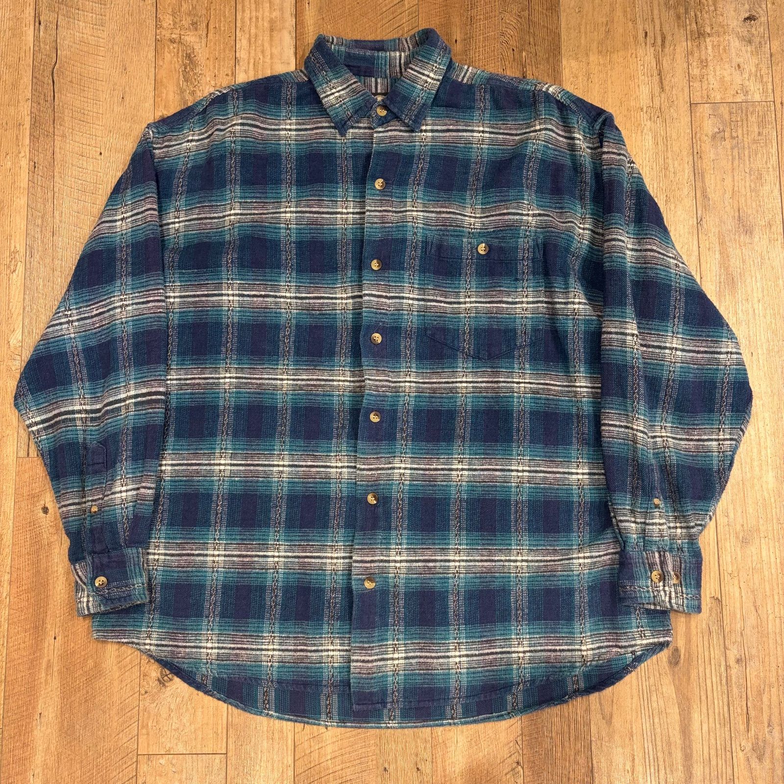 オンブレチェック フランネルシャツ ブルー Antana Flannel Shirt Blue