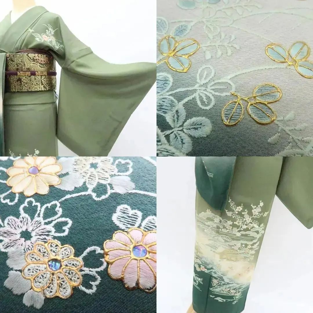 百華❀Y2398◇美品 蘇州総刺繡 螺鈿 金駒 手縫い仕立て 袷 正絹 訪問着