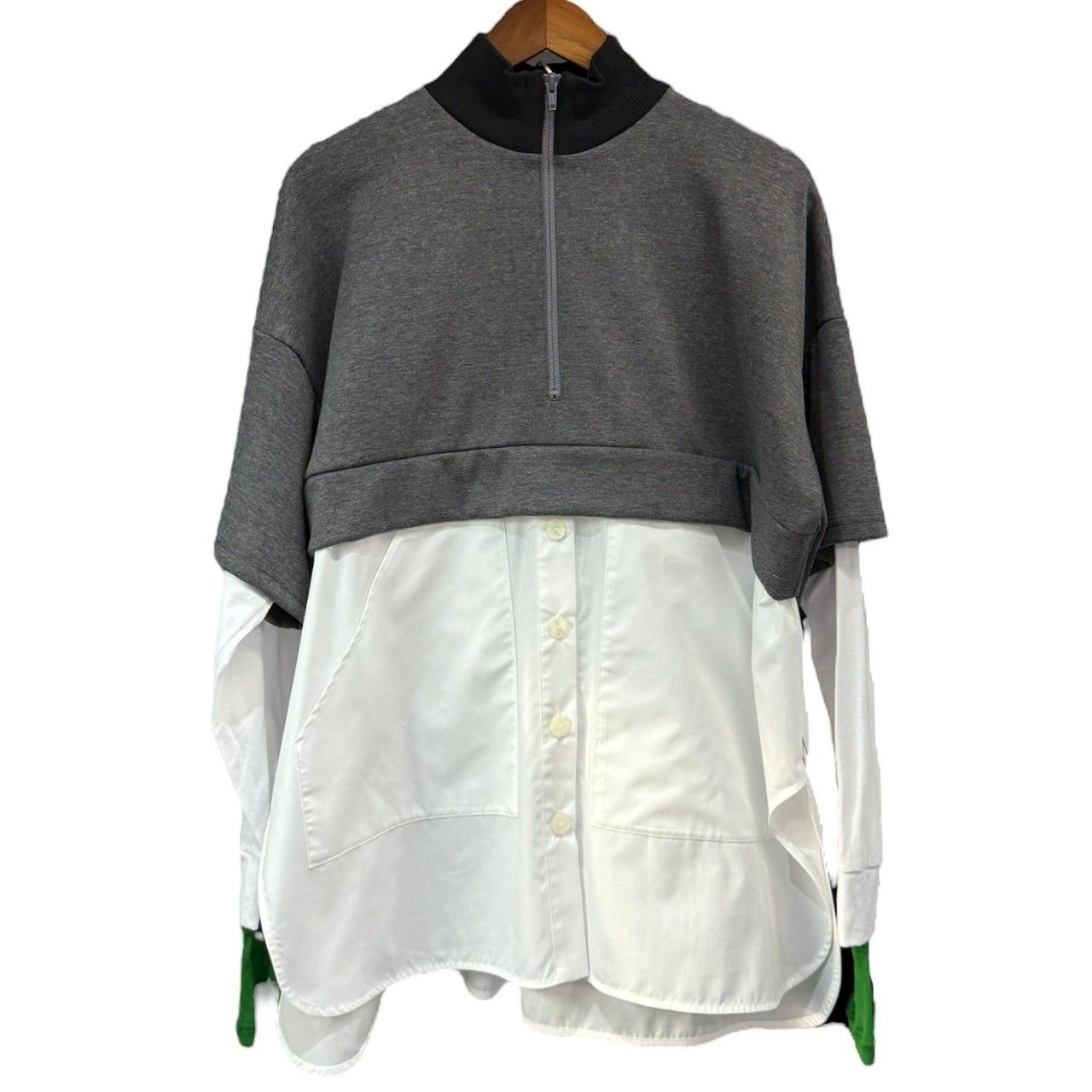 nagonstans ナゴンスタンス 25AW layered long-sleeves ハーフジップレイヤードプルオーバーシャツ 470IA180-0241 M ミックス 15012