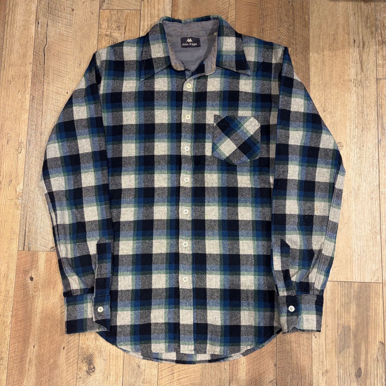 90s ウールブレンド シャツ ブルー Robe di Kappa Wool Shirt Blue