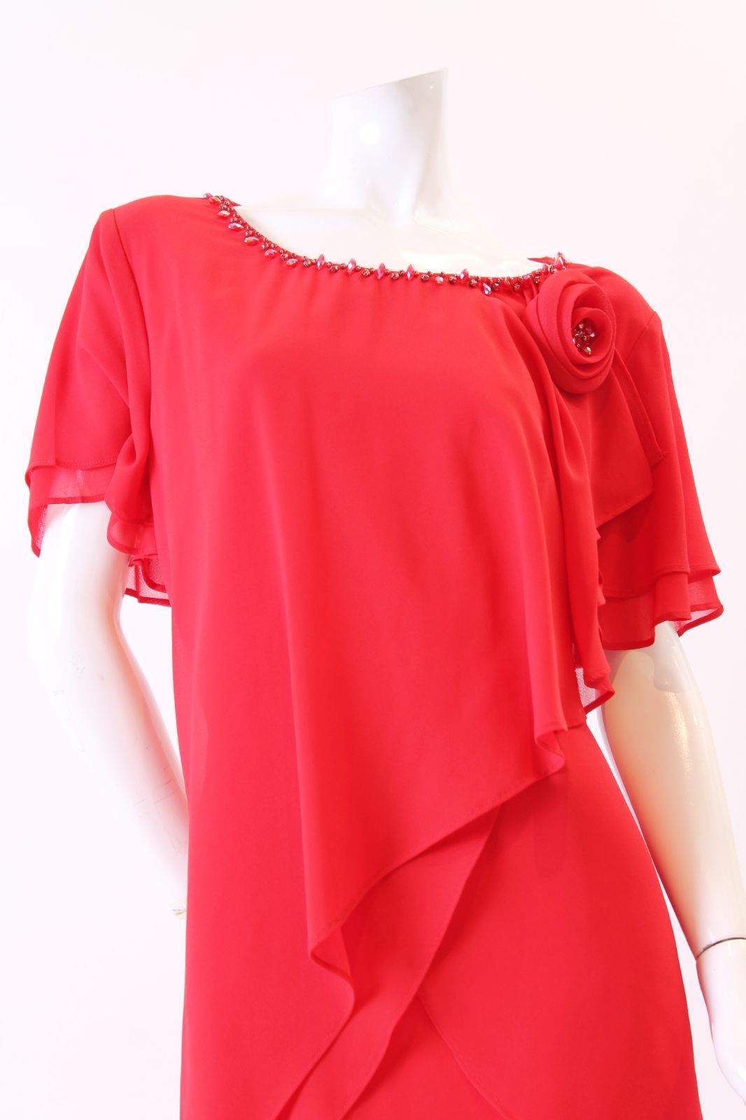 エルケイ レッドXXLサイズ ホワイトXXXLサイズ ワンピース コンテスト 発表会 パーティ ナイトドレス オーダーメイド対応可