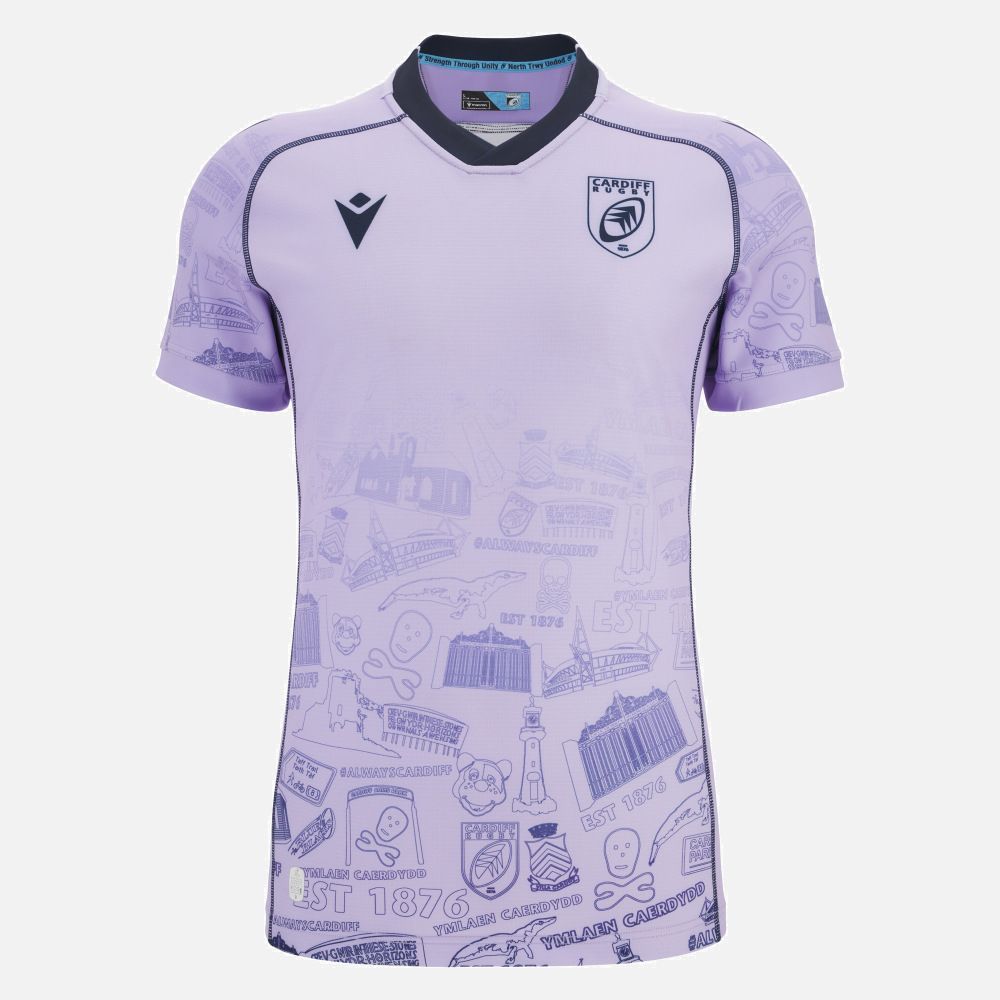 マクロン ラグビー カーディフ 2025 2026 トレーニング ジャージ ライトパープル 薄紫 濃紺 ネイビー 公式モデル 日本未発売