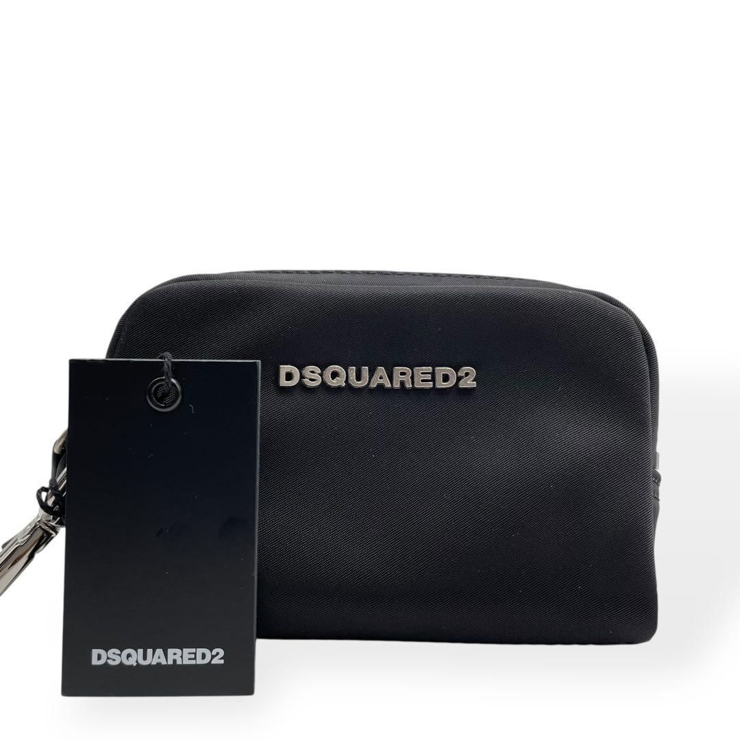 DSQUARED2 ブラック コインケース マルチポーチ ロゴプレート