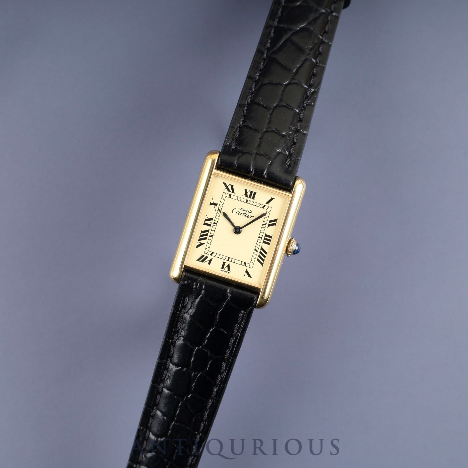 カルティエ マストタンク LM 手巻き SV925 革 純正尾錠 GP アイボリーローマン文字盤 オーバーホール済み 仕上げ済み