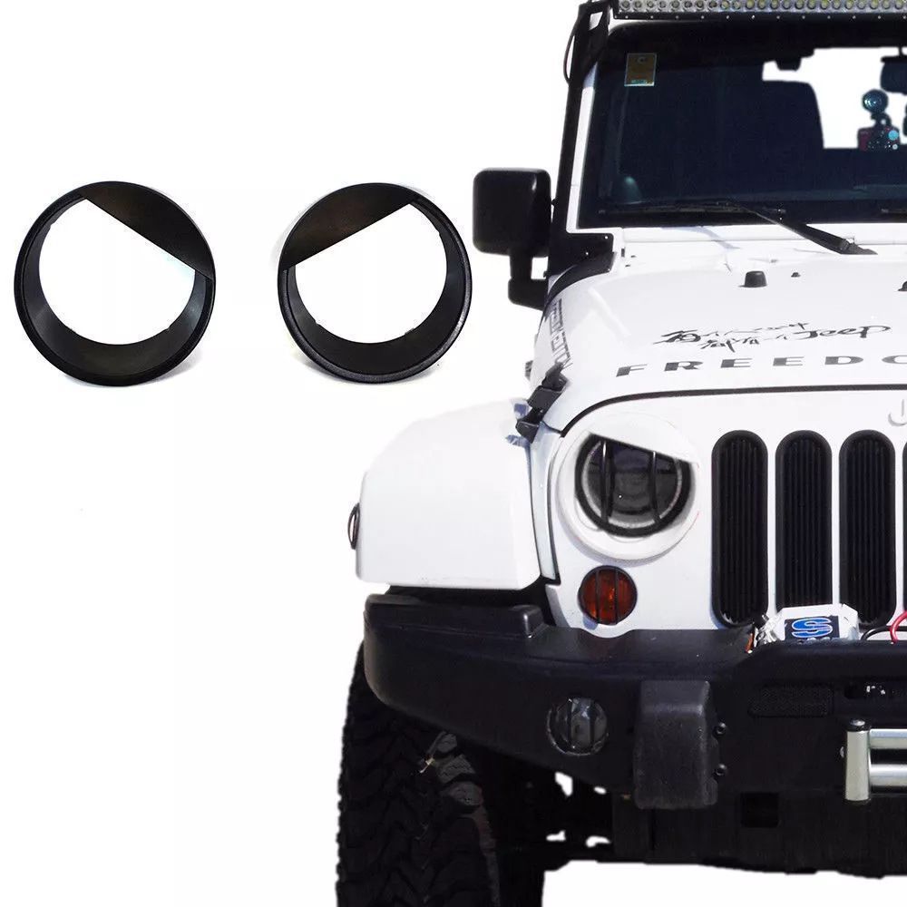 【送料無料】怒りのバード風 フロントライトカバー Jeep Wrangler JK 2007-2017年式対応 ブラックCYB611人気急上昇
