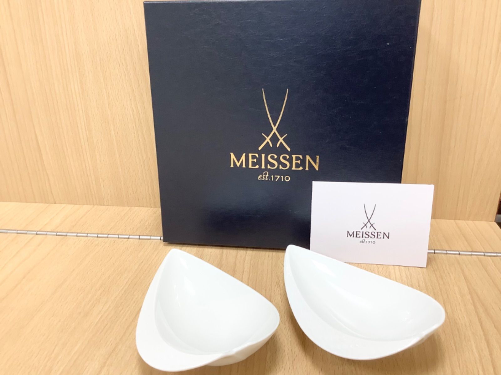 G1473箱付きマイセン 波の戯れ ホワイトリーフディッシュ - メルカリ