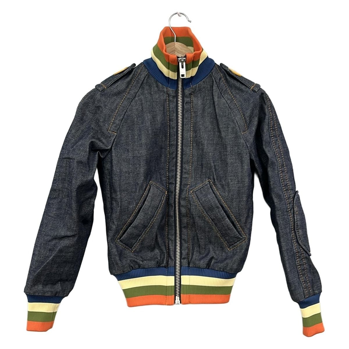 MARC JACOBS マークジェイコブス Gジャン サイズ4 S レディース - ダークネイビー×マルチ 長袖 ジップアップ 春 秋