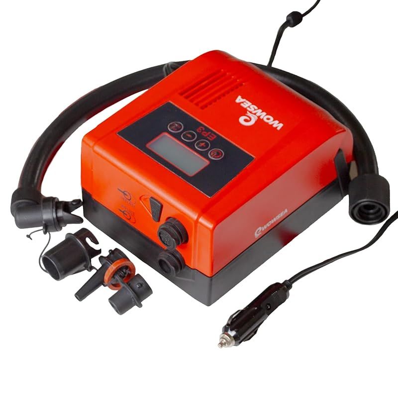 WOWSEA 電動エアーポンプ 12 V 空気入れ-空気抜き 両対応 インフレータブルSUP用 電動空気入れ 20 psiまで 自動停止機能搭載