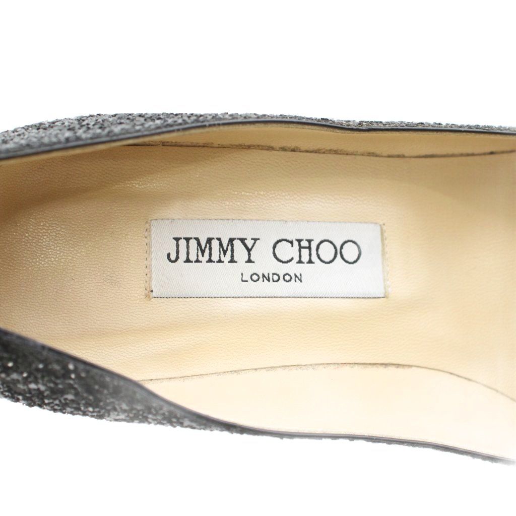  ジミーチュウ JIMMY CHOO パンプス ポインテッドトゥ ハイヒール ピンヒール グリッター レザー 37 黒 ブラック YT ハイヒール パンプス パンプス