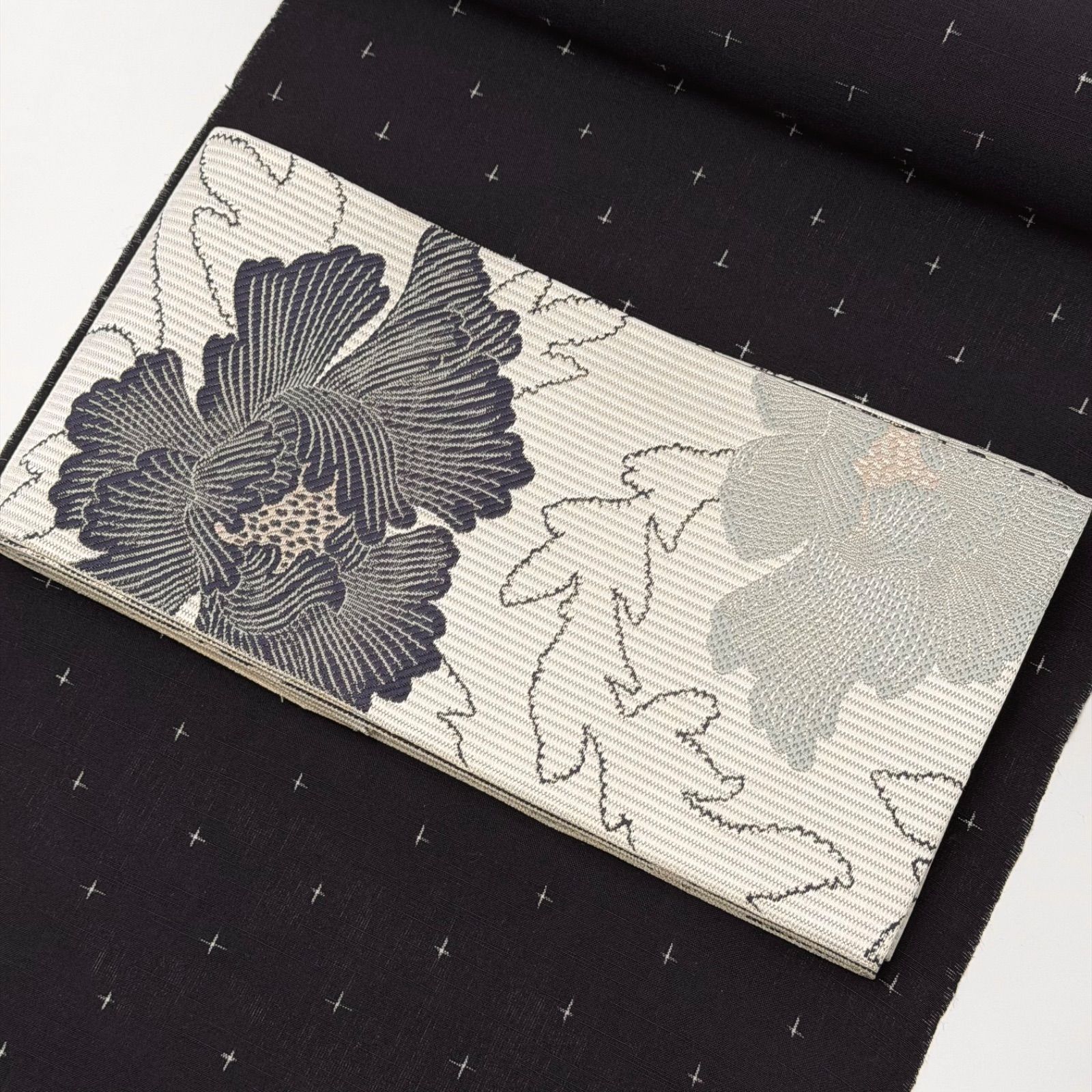 半幅帯 博多織 リバーシブル 博多小袋帯 牡丹柄 0057 - メルカリ