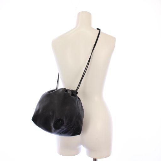 美品　ジルサンダー ドローストリング バッグ 黒 巾着 ブラック ハンドバッグ ジルサンダー JILSANDER ドローストリングバッグ 巾着 ジルサンダー