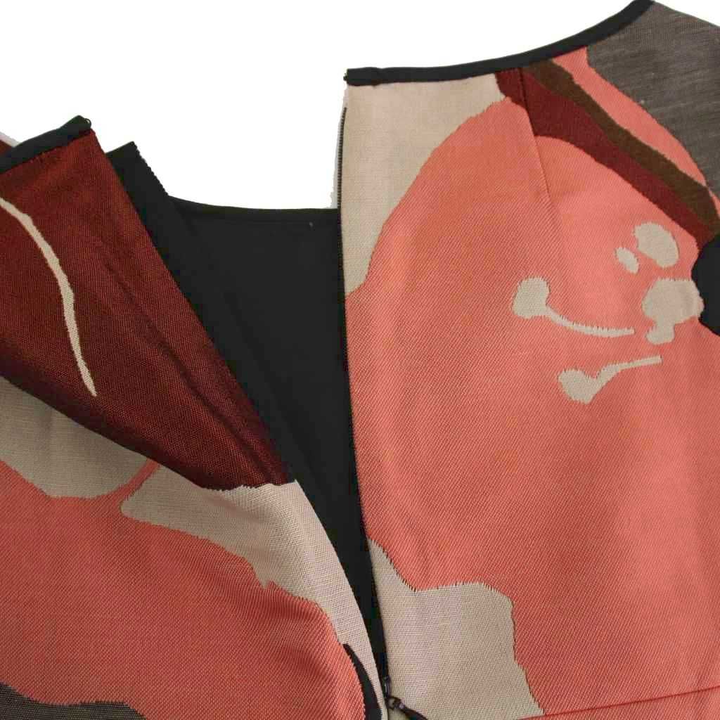  ポールカ PAULE KA ワンピース ミニ 花柄 ノースリーブ リネン混 46 茶 ピンクベージュ グレージュ YM 長袖 七分袖 ミニワンピース