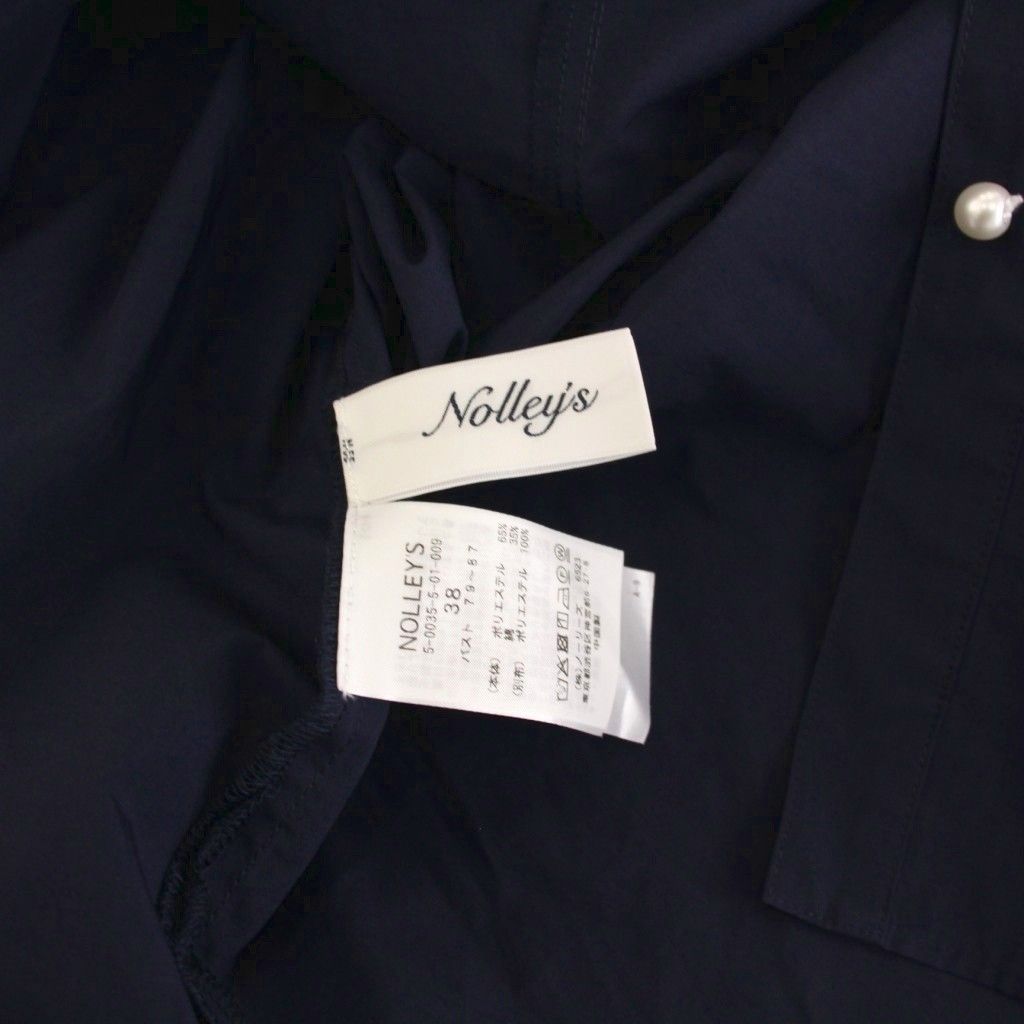  ノーリーズ Nolley s 25 AW パール釦ビブヨーク4 WAYフリルブラウス シャツ 長袖 38 紺 ネイビー 5-0035-5-01-009 YM 長袖 シャツ ブラウス