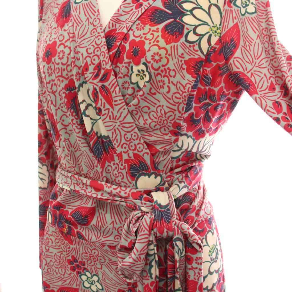 ケイミー KAY ME ラップ ワンピース ロング 長袖 7 赤 レッド グレー