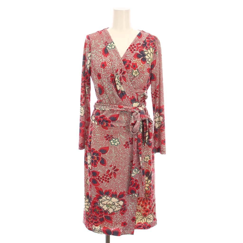 ケイミー KAY ME ラップ ワンピース ロング 長袖 7 赤 レッド グレー