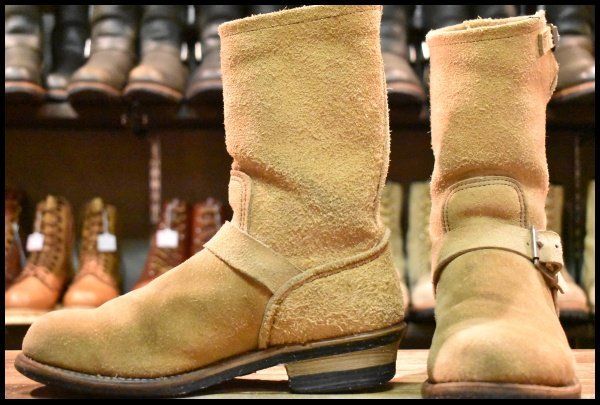 7.5D PT91刺繍 97年 レッドウィング 8268 スエード エンジニア タン ラフアウト スチールトゥ ブーツ redwing HOPESMORE GP239