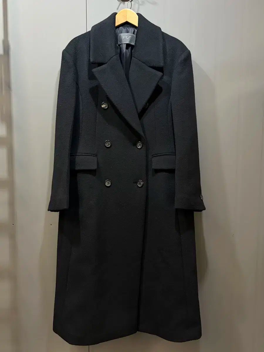 M Hライン ウール ダブル ロング コート ブラック 5 9