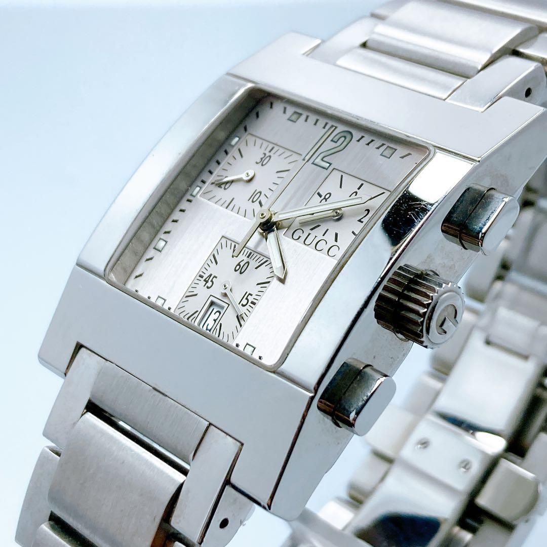 564 グッチ 7700 chrono クロノグラフ デイト スクエア 腕時計