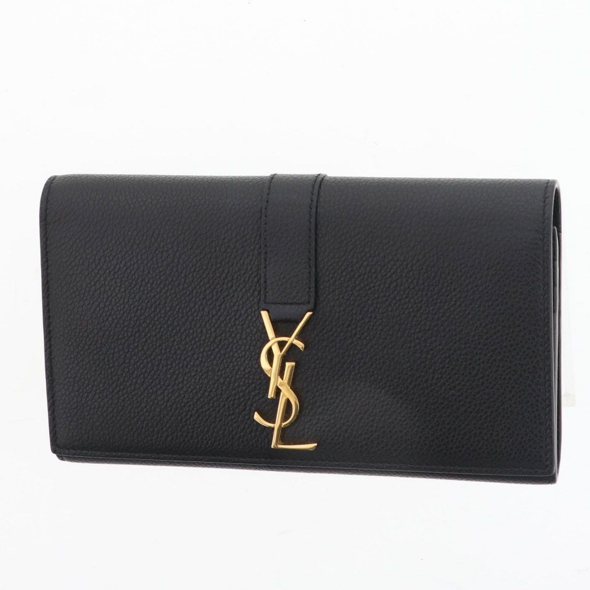 YVES SAINT LAURENT イヴ サンローラン YSL ラージフラップウォレット G金具 長財布 414567 レディース レザー ブラック ゴールド金具