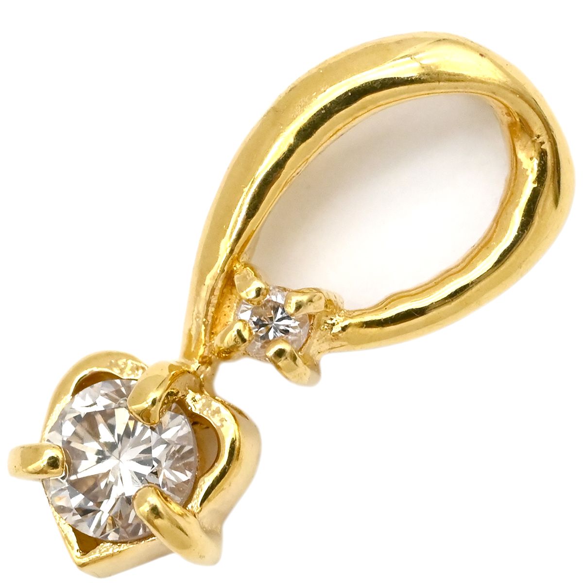 ペンダントトップ K18YG ダイヤモンド イエローゴールド ペンダントヘッド Au750 18K 18金 1P 1石 1粒 ダイヤ ハート