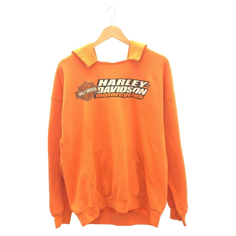 Harley Davidson ビッグロゴ フーディ サイズL オレンジ ハーレーダビッドソン 91