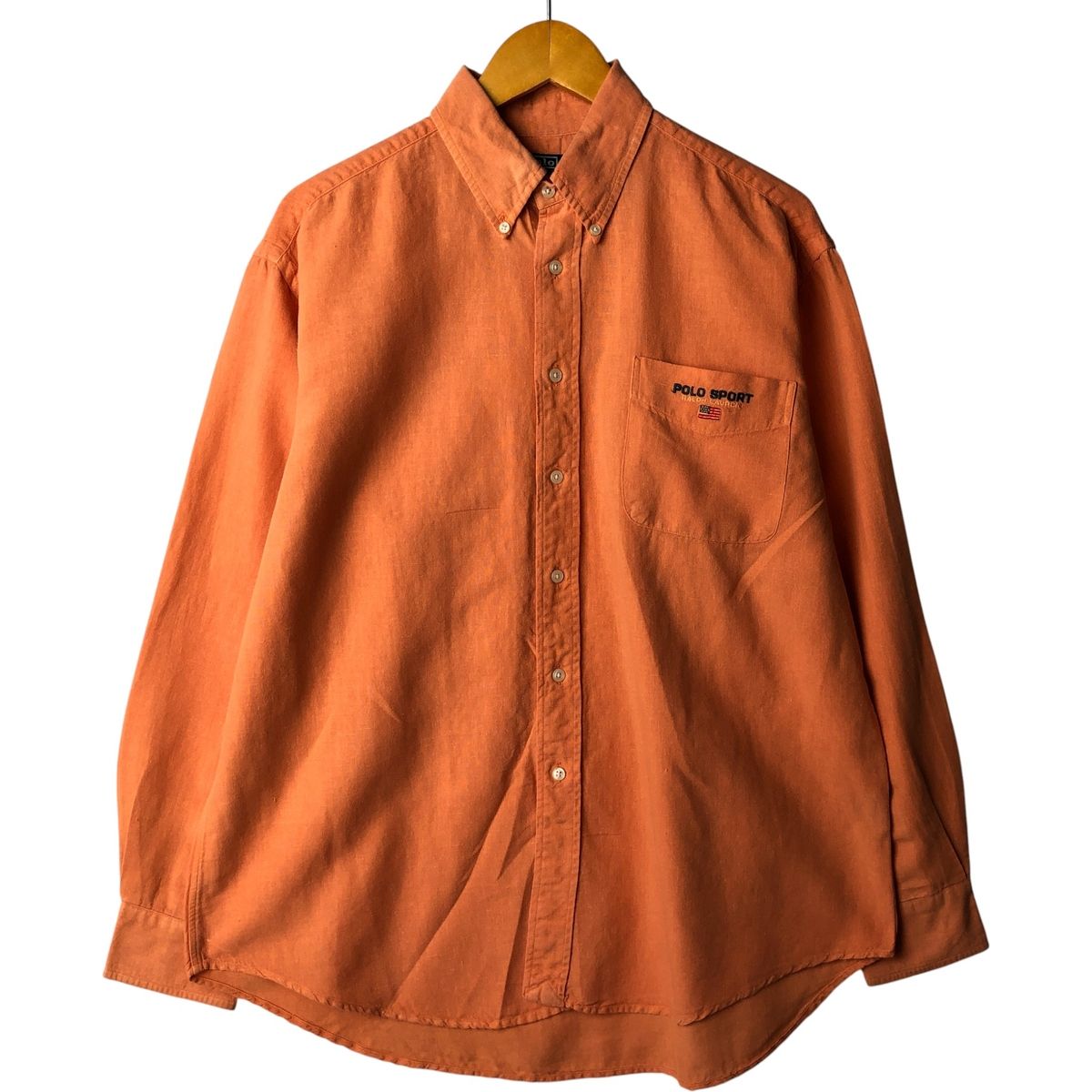 古着 ラルフローレン Ralph Lauren POLO by Ralph Lauren POLO SPORT 長袖 リネン ボタンダウンシャツ メンズM相当 eaa600510