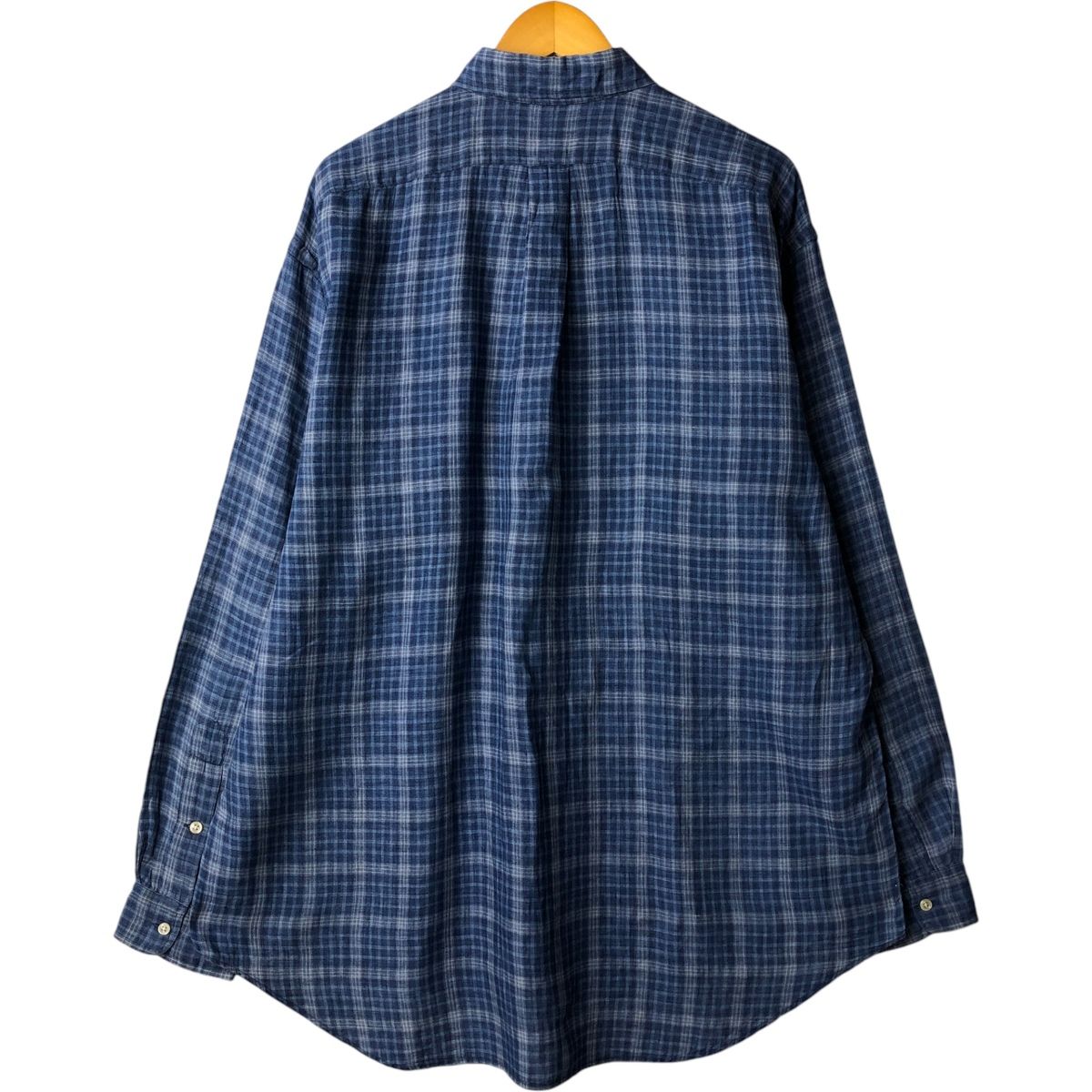 古着 ラルフローレン Ralph Lauren BLAKE チェック柄 長袖 リネン ボタンダウンシャツ メンズXL相当 eaa 600513