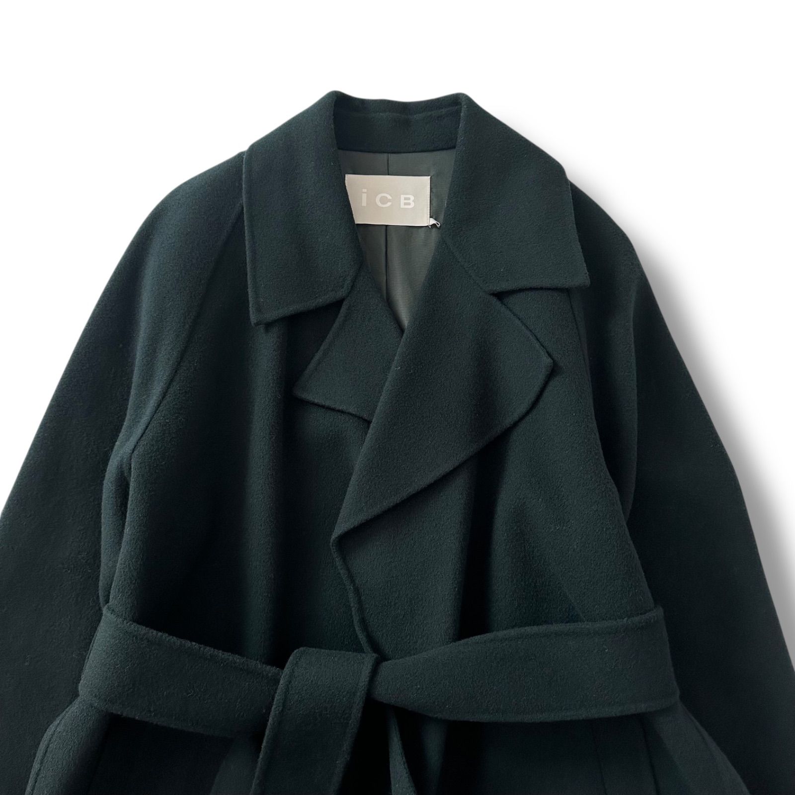 美品】ICB ウールリバー ロングトレンチコート カシミヤ混 ミッド