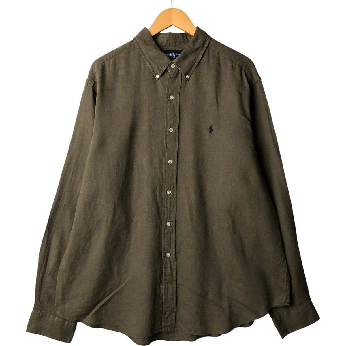 古着 ラルフローレン Ralph Lauren 長袖 リネン ボタンダウンシャツ メンズXXL相当 eaa 600519