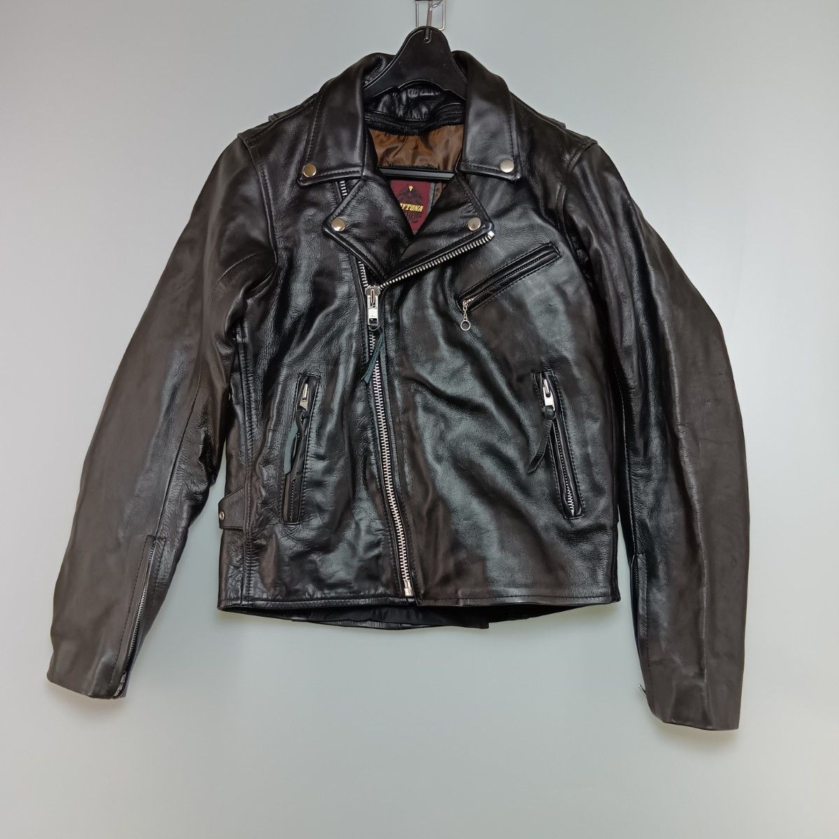 DAYTONA ダブルライダースジャケット 革ジャン レザー レディース サイズM DL-003 ブラック