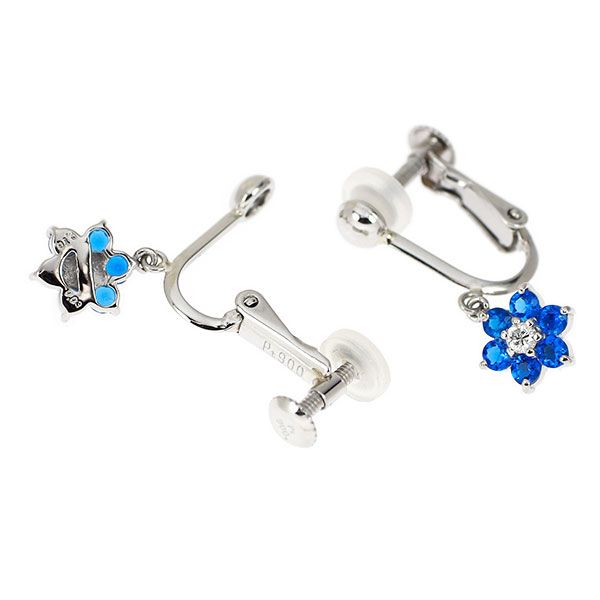 Pt 900 アウイナイト ダイヤモンド イヤリング 0.32 ct D 0.06 フラワー