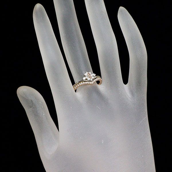 希少 GSTV K18PG/Pt950 天然ピンク/カラーレス ダイヤモンド リング